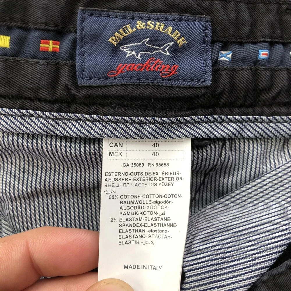 Paul & Shark Yachting Pants Mens 40 Black Chino Straight Stretch Casual Italy